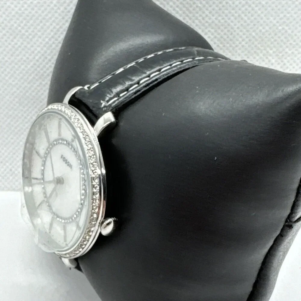 Fossil Jocelyn ES4451 Women Black Leather Analog Dial Quartz Wrist Watch JNA601